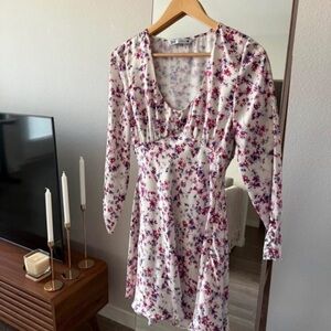 Zara Long Sleeve Dress with Purple Floral Pattern